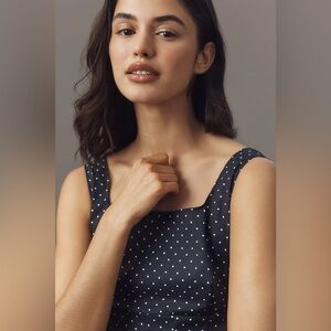 Carlisle Vintage 1990s Black Polka Dot 100% Silk Sleeveless Corset Top Size 6